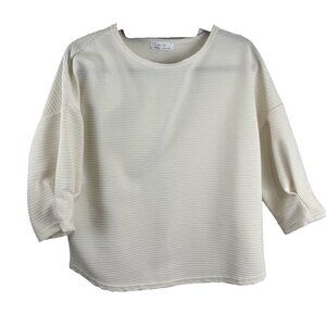 Oak & Fort Cream Coloured Puff-Sleeve Top Womens Size S